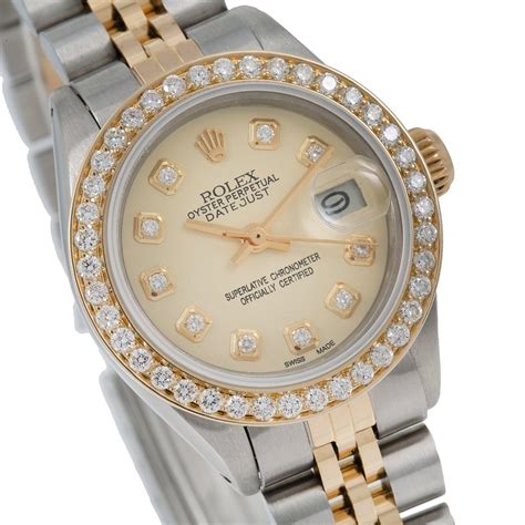 rolex ladies datejust 26mm champagne face|ladies Rolex with diamond bezel.